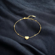 Dainty Gold Heart Charm Anklet